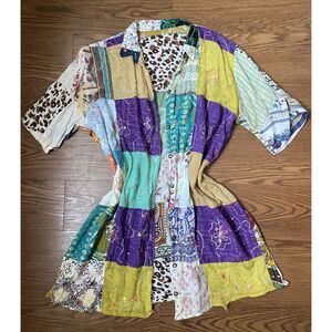 Funky Patchwork Button Down Shirt